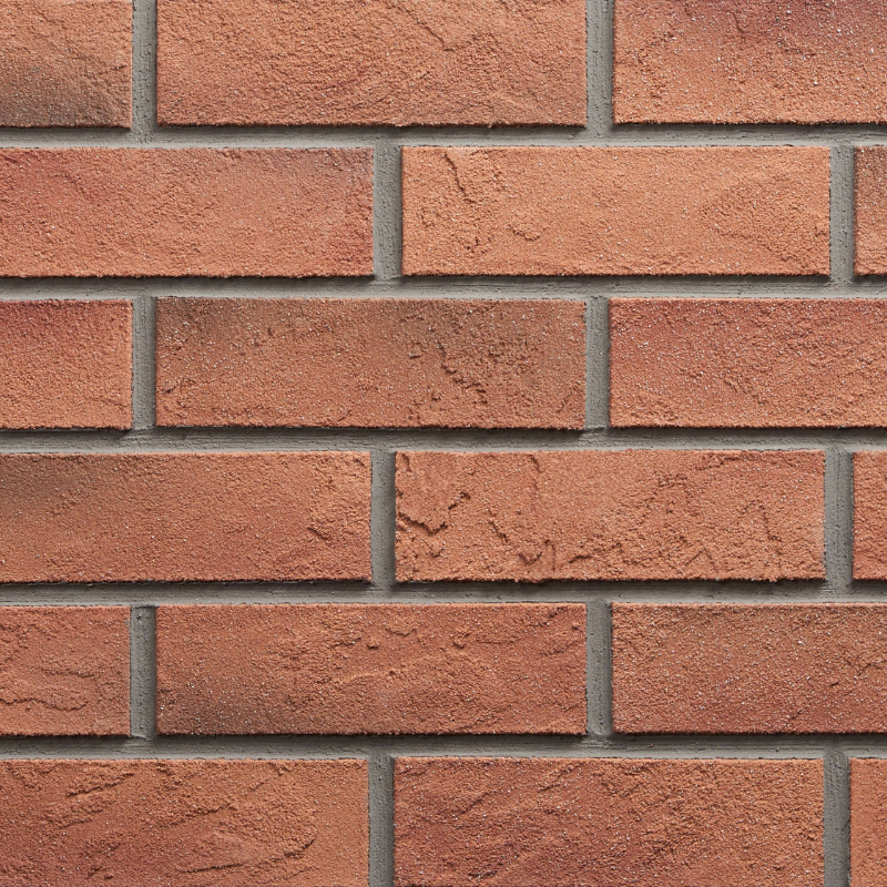 Płytki elewacyjne Izoflex 6045 Alicante – struktura cegły w ciepłych odcieniach cynamonu i czerwieni