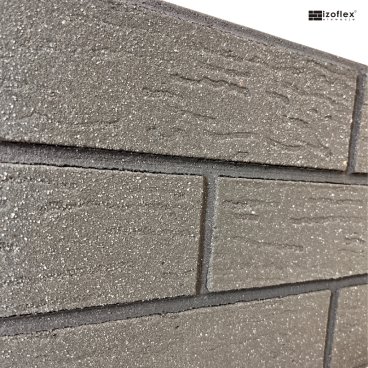 Płytki elewacyjne IO162 z efektem głębi  w odcieniu antracytu w ujęciu skos