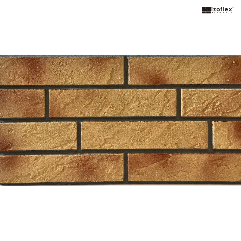 IO220 – elastyczna płytka elewacyjna w odcieniach piasku z czerwonymi cieniami