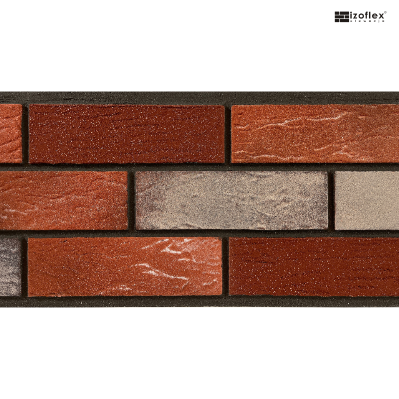 Redmix 17 – elastyczna płytka elewacyjna w odcieniach czerwieni i szarości | Izoflex