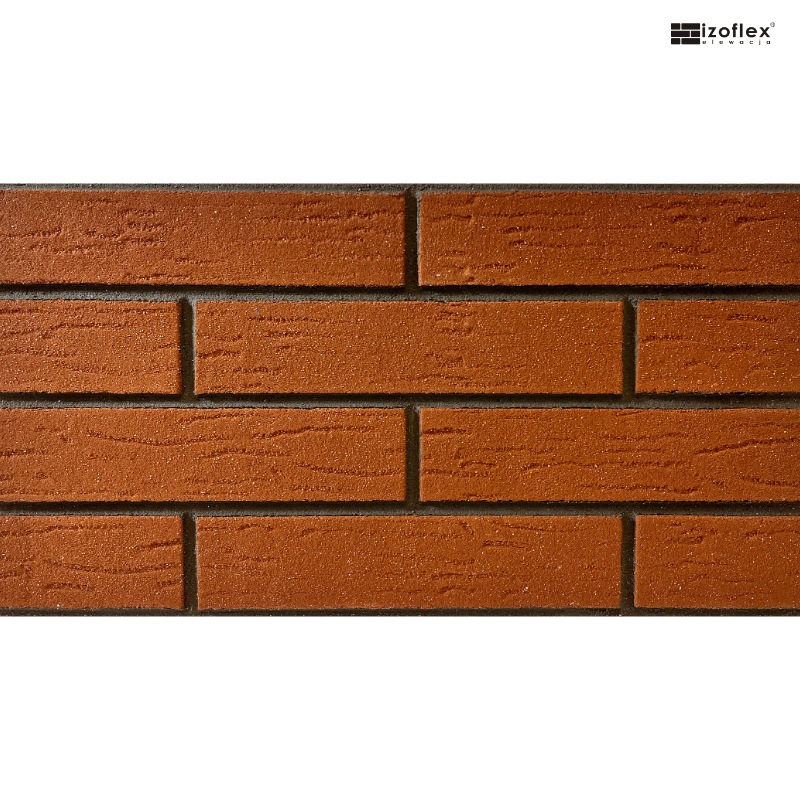 Brązowa płytka elewacyjna IO77 z rustykalną strukturą – widok z przodu