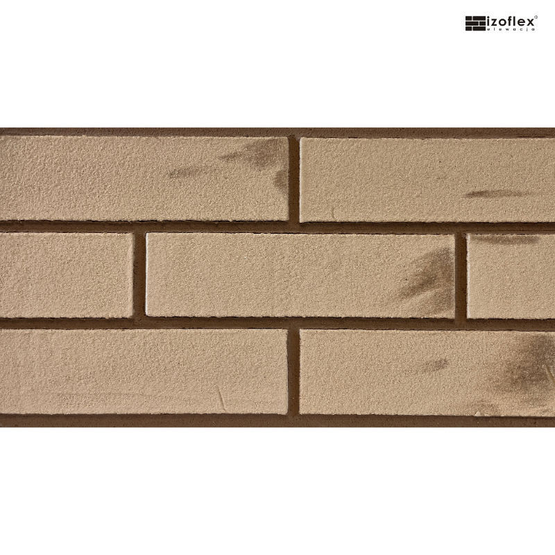 Beżowe płytki elewacyjne Izoflex IO366 z subtelnymi zacieniowaniami.